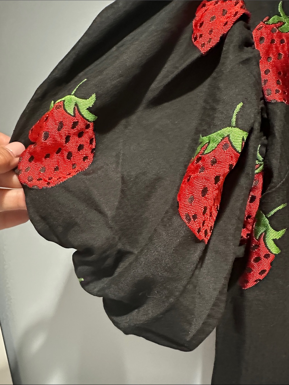 Maeve Black Blouse with Red Strawberry Print - Picture 2 of 9
